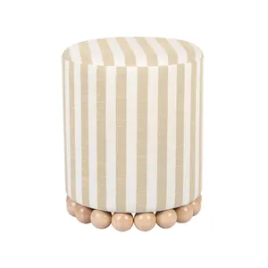 Fia Striped Linen Ottoman