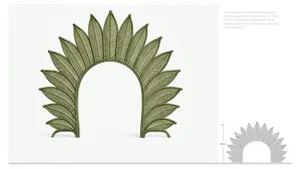 Green arch leaf structure with painting 