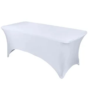 6FT WHITE STRETCH TABLE COVER