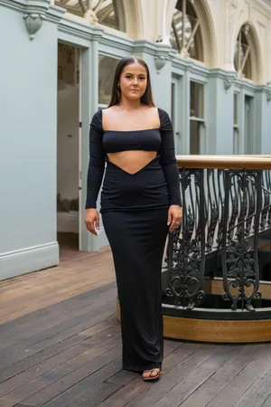 Meshki  Ashleigh Cut Out Bandeau Maxi in Black 