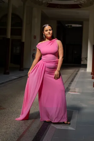 Misha The Sisal Mesh Dress in Orchid Pink SIZE 6