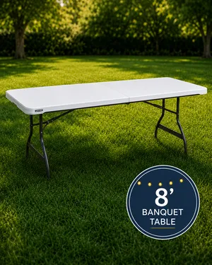 8' White Lifetime Banquet Folding Table (Seats 8)