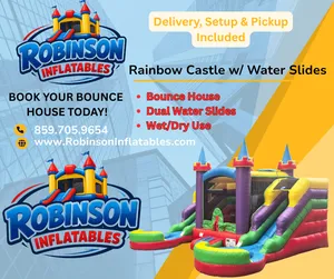 Rainbow Castle with Water Slide