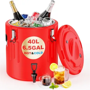 Insulated Beverage Dispenser 5 Gallon - [Stainless Steel Interior] [Hot &Cold Versatile] 