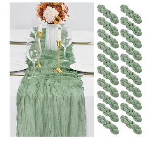 Cheese Cloth Table Runner - Sage green (10')