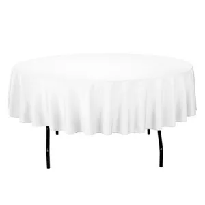 Linen Tablecloth Round White 2.3mtr - Fits 1.2m Round table w 21