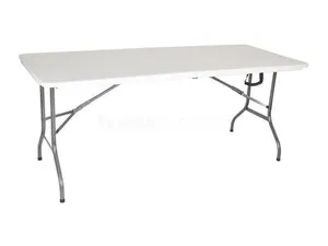 Trestle Table 2.4mtr Plastic Folding (Tablecloths Recommended) Dimensions (open): 241.5cm (L) x 76.5cm (W) x 74cm (H)
