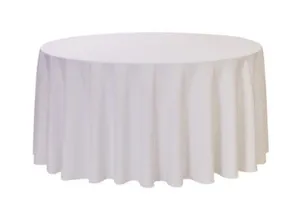 Linen Tablecloth Round 3.3m White - Fits 1.5m Round table (Floorlength) (90cm drop) Seats 8-10