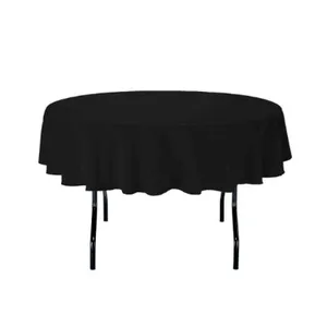 Linen Tablecloth Round Black 2.3mtr - Fits 1.2m Round table w 21