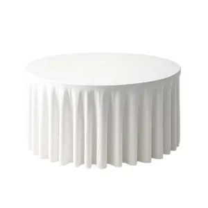 5/6ft White Premium Round Pleated Tablecloth