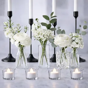 Black Candle & Bud Cake Table Decorations 