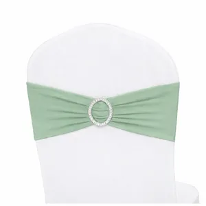 25 Sage & Silver Embellished Chair Bands 