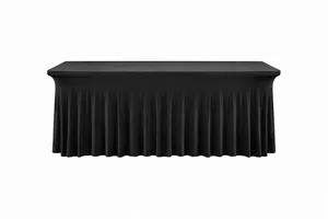 5/6ft Black Premium Pleated Tablecloth