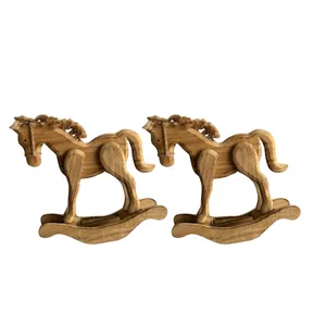 Pair of Wooden Rocking Horse Table Centerpieces