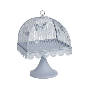 9 Inch Antique Pastel Blue Lidded Cupcake Stand