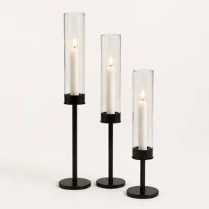 Black Hurricane Candle Centerpiece