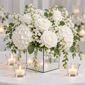 Mirrored Floral Cube Centerpiece