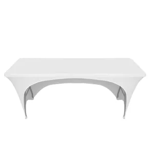 8ft White Stretch Arched Back Head Table Cover