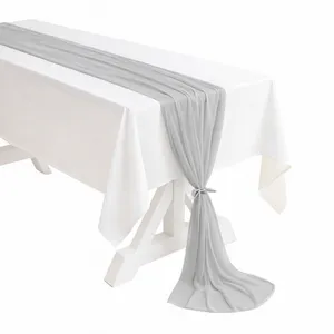 Light Grey Chiffon Table Runner