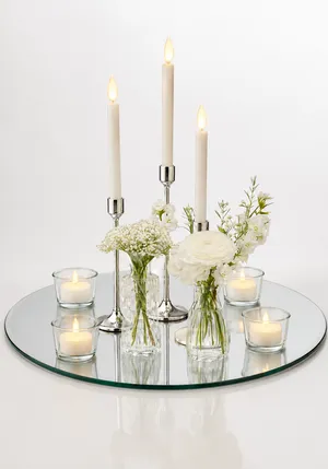 Classic Silver Bud & Candle Centerpiece