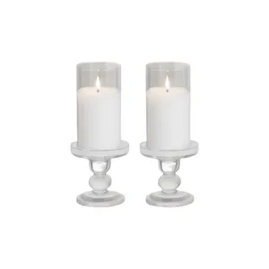 Pair of Glass Candle Holders & LED Candles