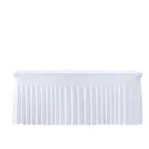 8ft White Pleated Stretch Tablecloth