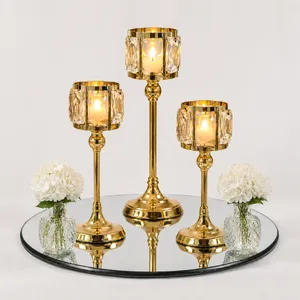 Gold Crystal Candle & Floral Centerpiece Set