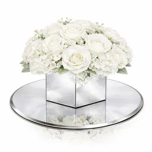 Mirrored Floral Cube Centerpiece