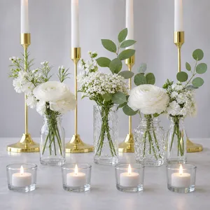 Gold Candle & Bud Cake Table Decorations