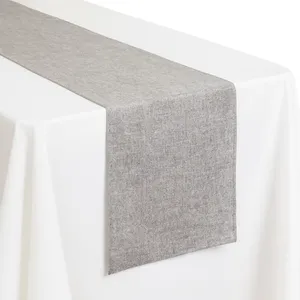 Light Grey Linen Burlap Table Runner