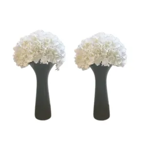 Pair of Black Fluted Vases