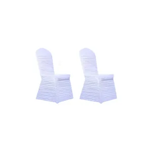 Pair of White Ruffle Embellished Head Table Chair Covers