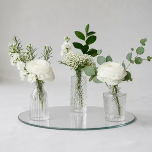 Glass Bud Vase Centerpiece with white Flowers