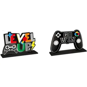 Pair of Wooden Gamer Table Centerpieces