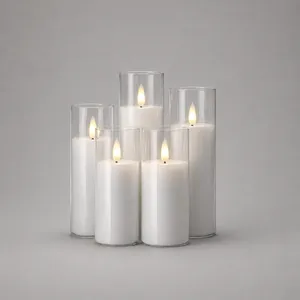 Set of 5 LED Candles in Acrylic Cases