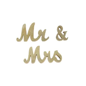Gold Glitter Wooden Mr & Mrs 