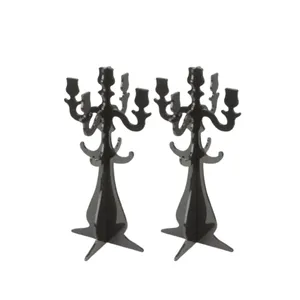 Pair of Black Plastic Candelabras