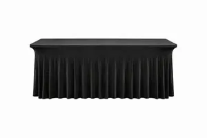 5/6ft Premium Pleated Black Head/Cake Table Cover