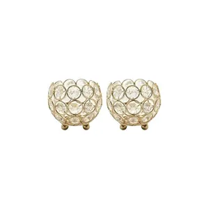 Pair of Gold Crystal  Embellished Single  Tea Light Holders