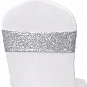 25 Fitted Silver Sequin Chair Bands