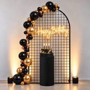 Black Luxe Birthday Backdrop & Optional Cake Display Package