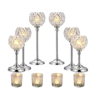  Silver Crystal Candlelight Cake Table Styling Set