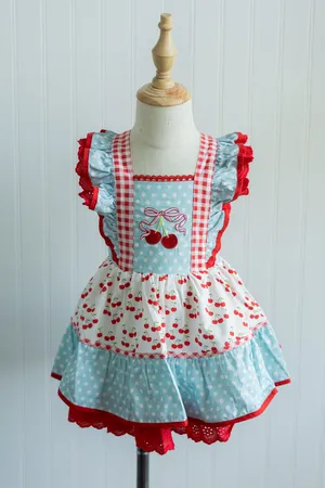 Liv and Stella Cherry Pinafore set