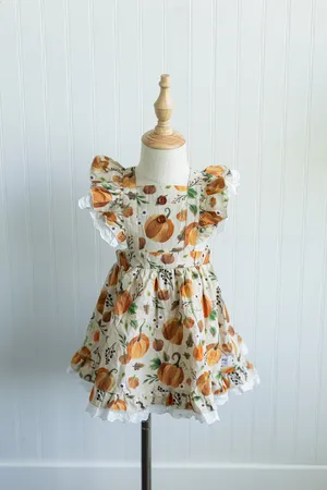 Bella and Omi Pumkin Pinafore