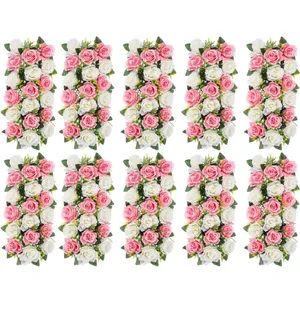 Blush and white flower rows 