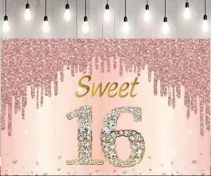 Sweet 16 birthday backdrop banner 