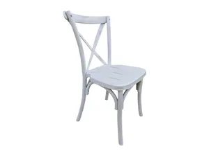 Cross-Back Chair — Distressed White