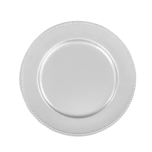 ACRYLIC BEADED CHARGER - SILVER 