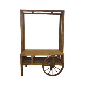 WOODEN RUSTIC MARKET CART W/OVERHEAD FRAME - 60