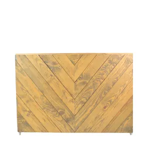 NEW 5ft CHEVRON WOODEN BAR COUNTER - BROWN